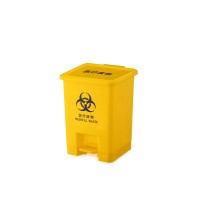 top sale cheap 15l yellow plastic medical dustbin with pedal for hospital